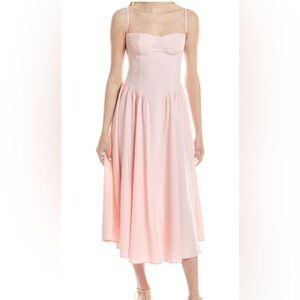 Sleeveless Light Pink Midi Dress with Spaghetti Straps